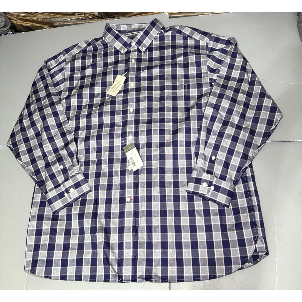 Daniel Cremieux Signature Collection Shirt XXL Blue Gray Plaid Long Button New